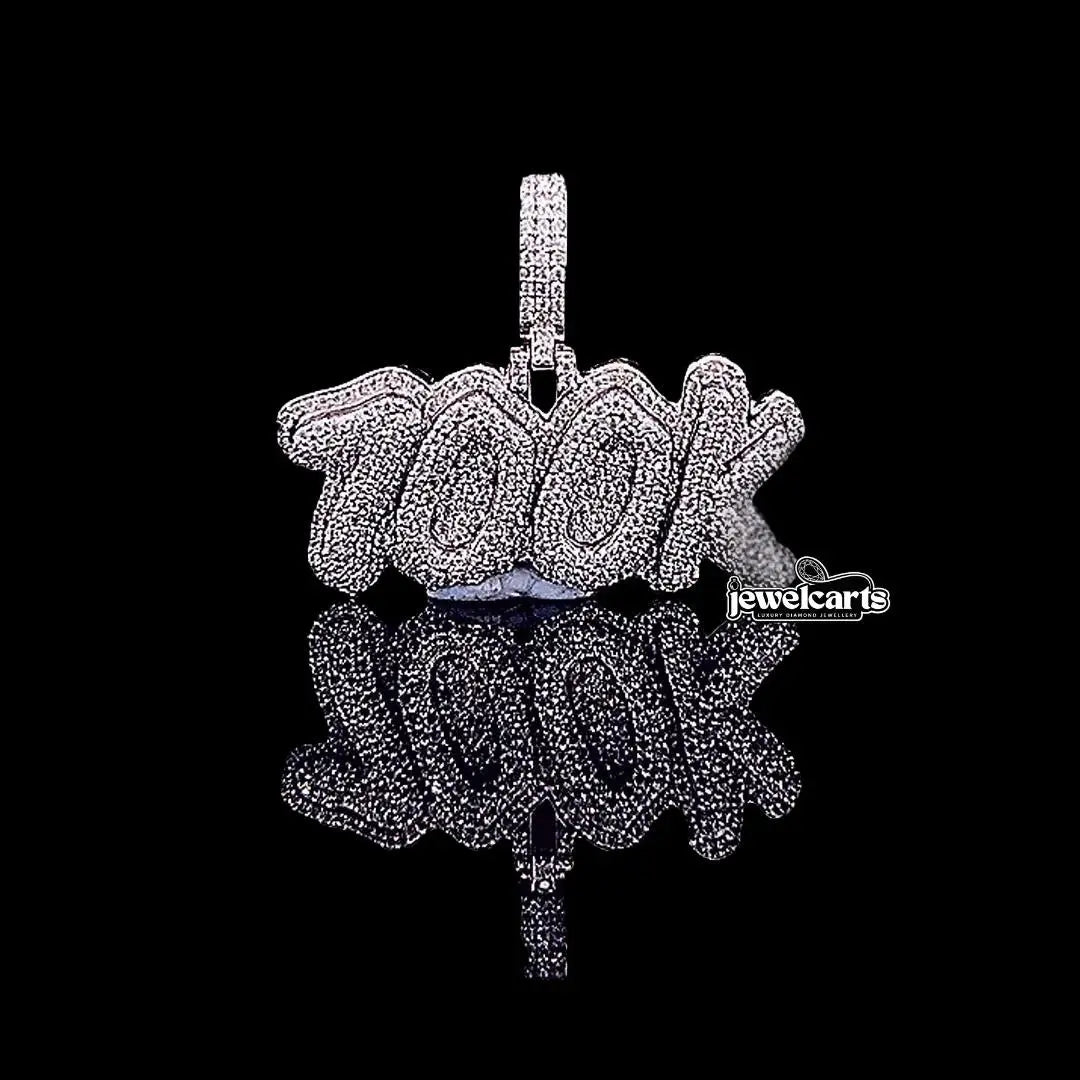 100K Hip Hop Moissanite Statement Pendant in 925 Sterling Silver Front View