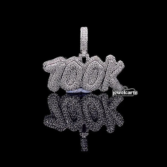 100K Hip Hop Moissanite Statement Pendant in 925 Sterling Silver Front View