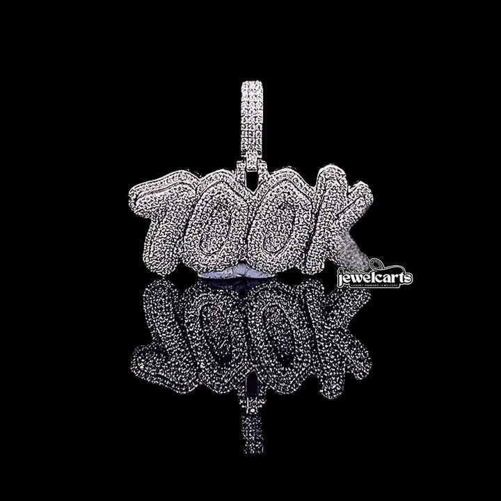 100K Hip Hop Moissanite Statement Pendant in 925 Sterling Silver Front View