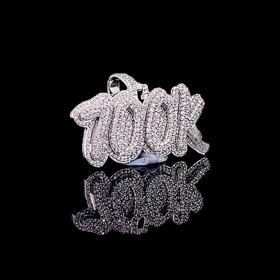 100K Hip Hop Moissanite Statement Pendant in 925 Sterling Silver Right Profile View