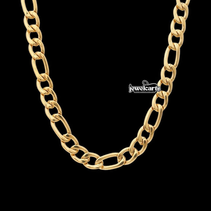 10MM 14K Gold Figaro Chain Front View