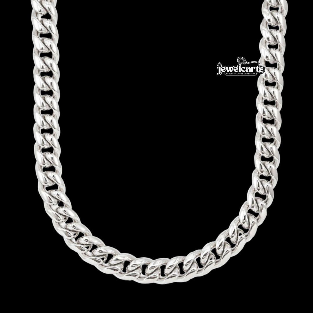 10MM 925 Sterling Silver Cuban Link Chain Front View.
