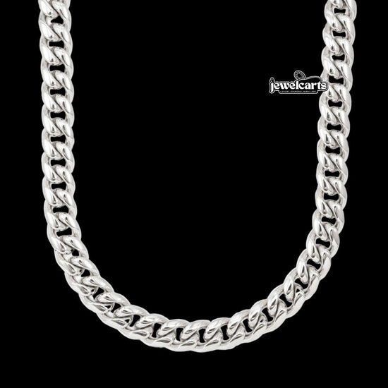 10MM 925 Sterling Silver Cuban Link Chain Front View.