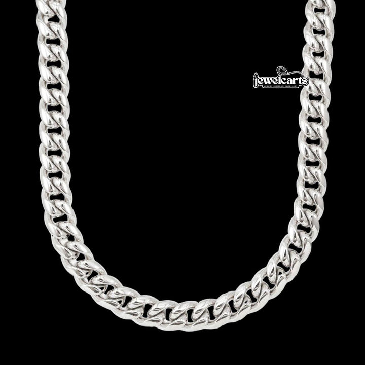 10MM 925 Sterling Silver Cuban Link Chain Front View.