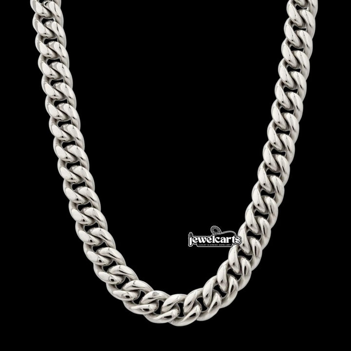 10MM 925 Sterling Silver Cuban Link Chain Front View
