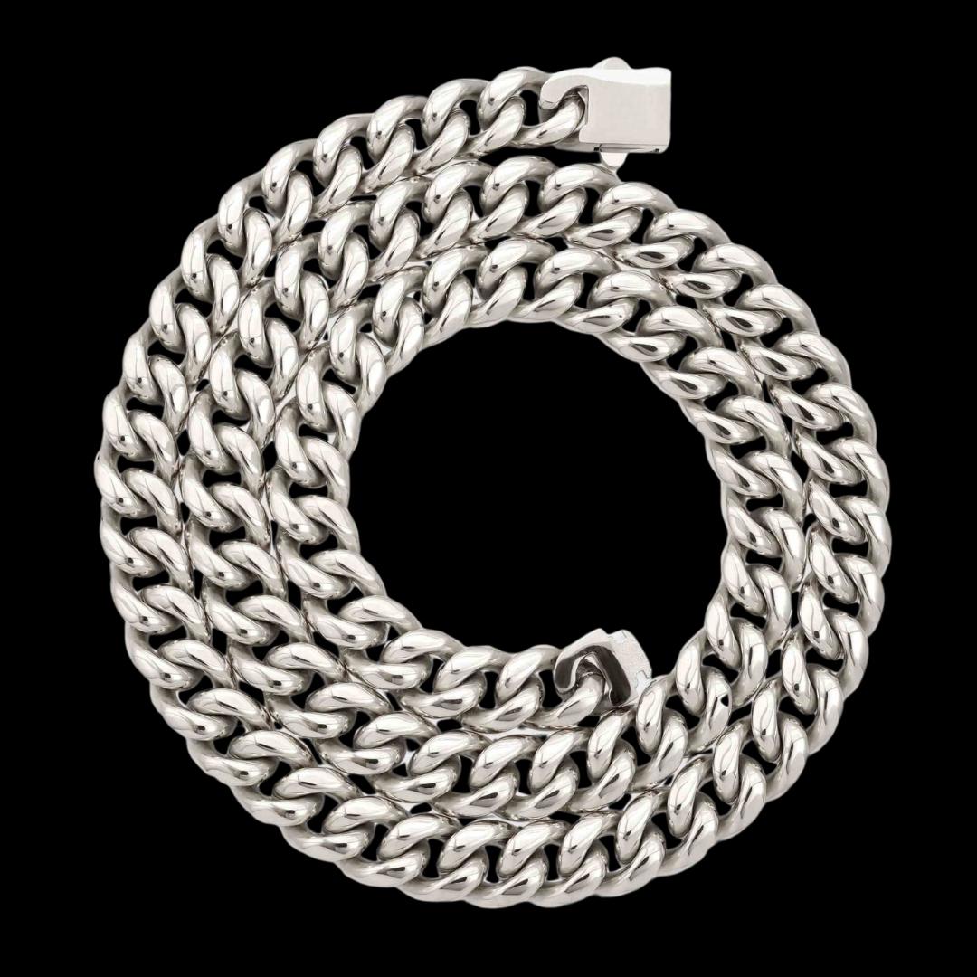 10MM 925 Sterling Silver Cuban Link Chain Full Close Up View