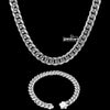 10MM Stainless Steel Cuban Link Chain and Bracelet Set Silver