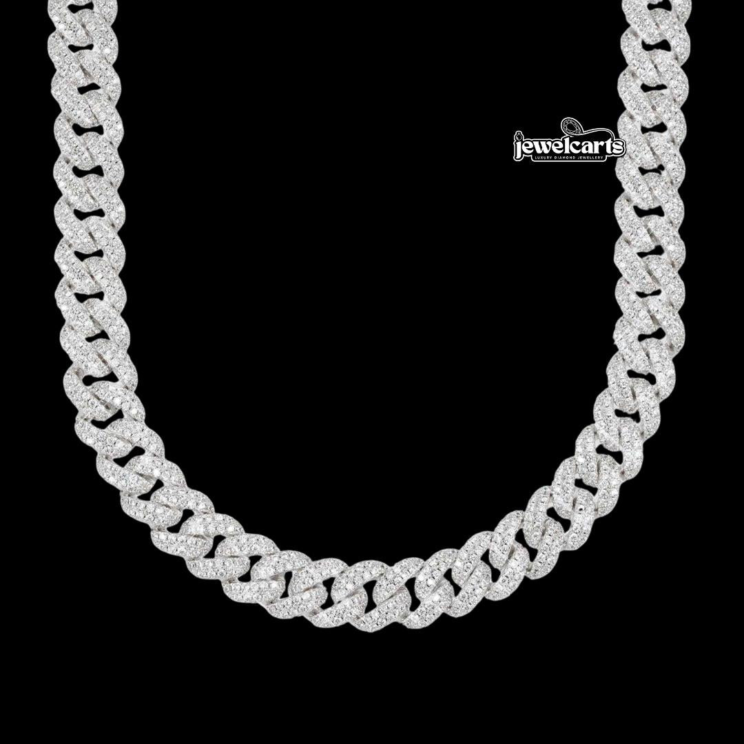 10MM Moissanite Miami Cuban Link Chain 14K Gold Front View
