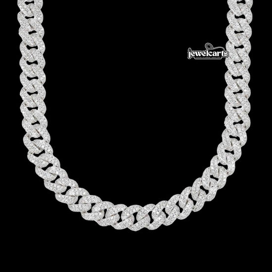 10MM Moissanite Miami Cuban Link Chain 14K Gold Front View