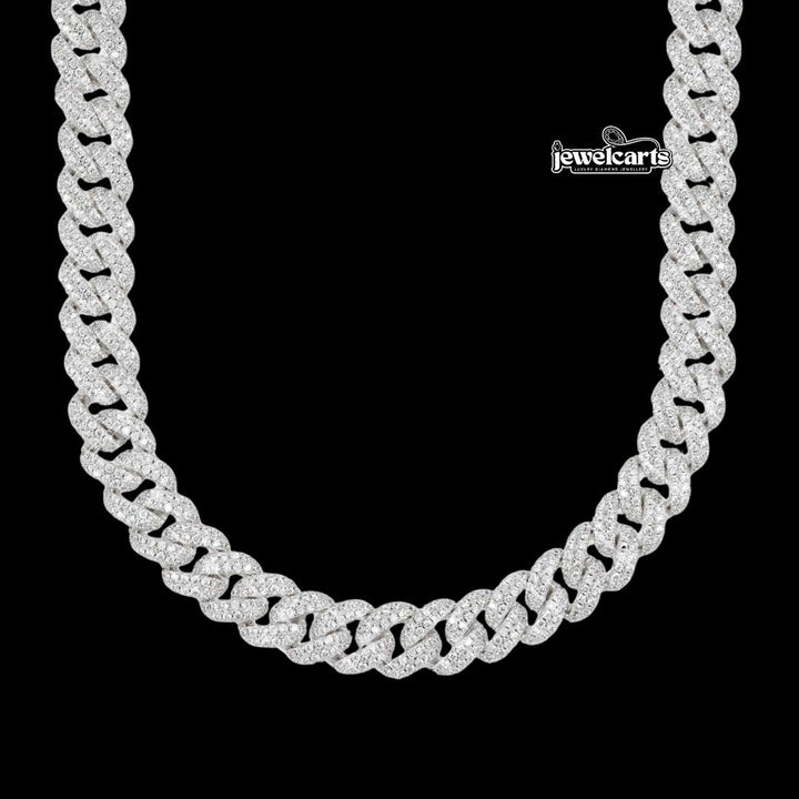 10MM Moissanite Miami Cuban Link Chain 14K Gold Front View