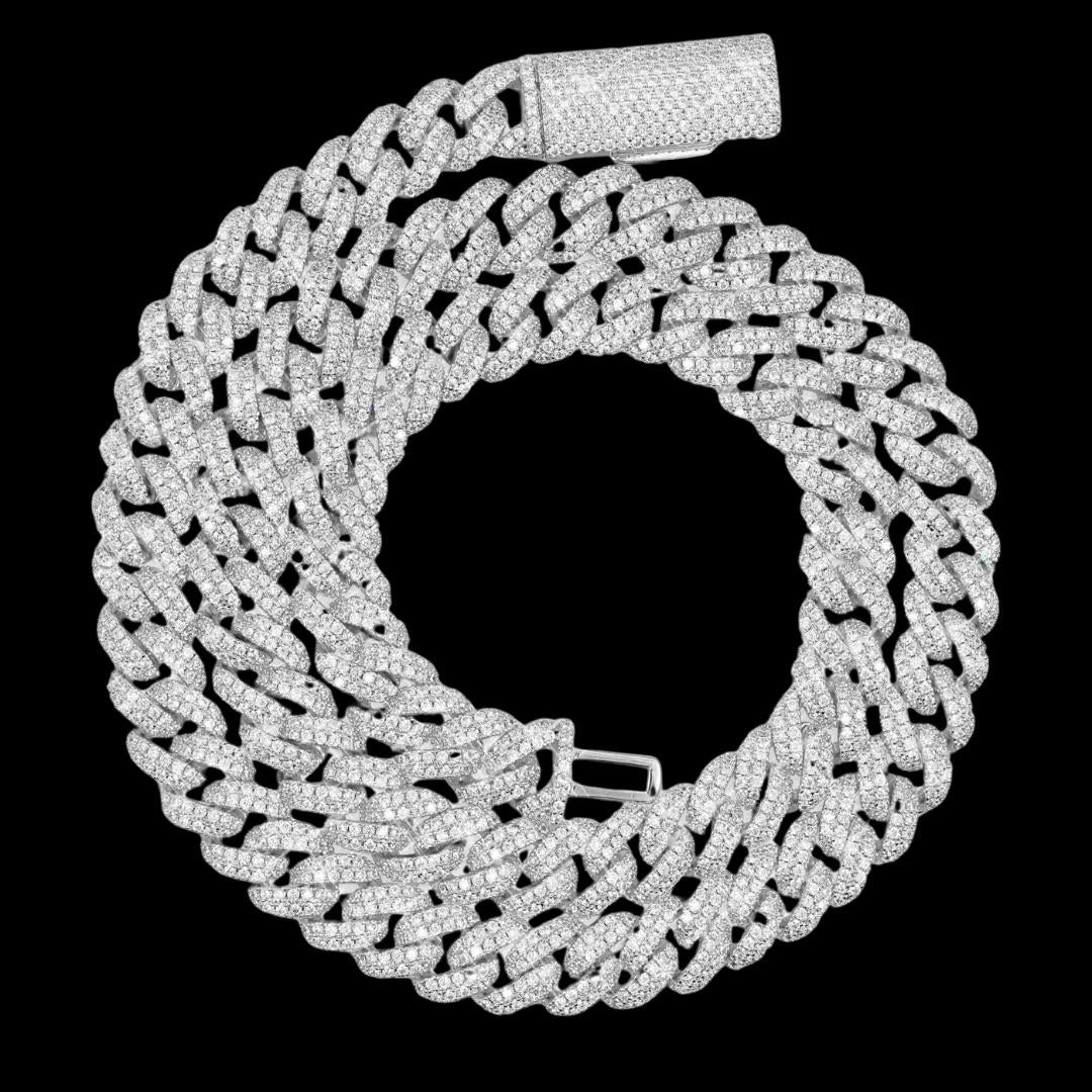 10MM Moissanite Miami Cuban Link Chain 14K Gold Full Close Up View