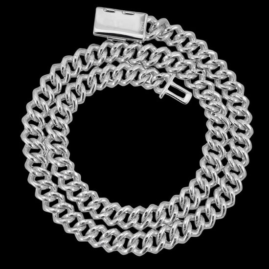 10MM Two Row VVS Moissanite Cuban Chain in Sterling Silver Back View