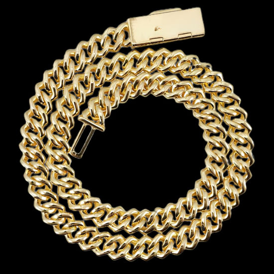 10MM Two Row VVS Moissanite Cuban Chain in Yellow Sterling Silver Back View