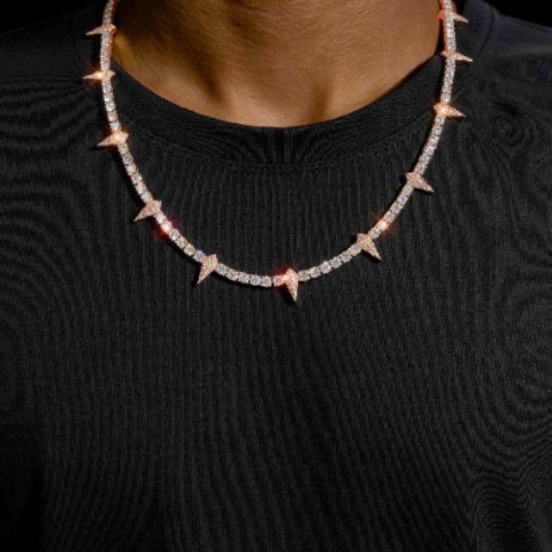 4MM Moissanite Spiked Tennis Chain 14K Gold