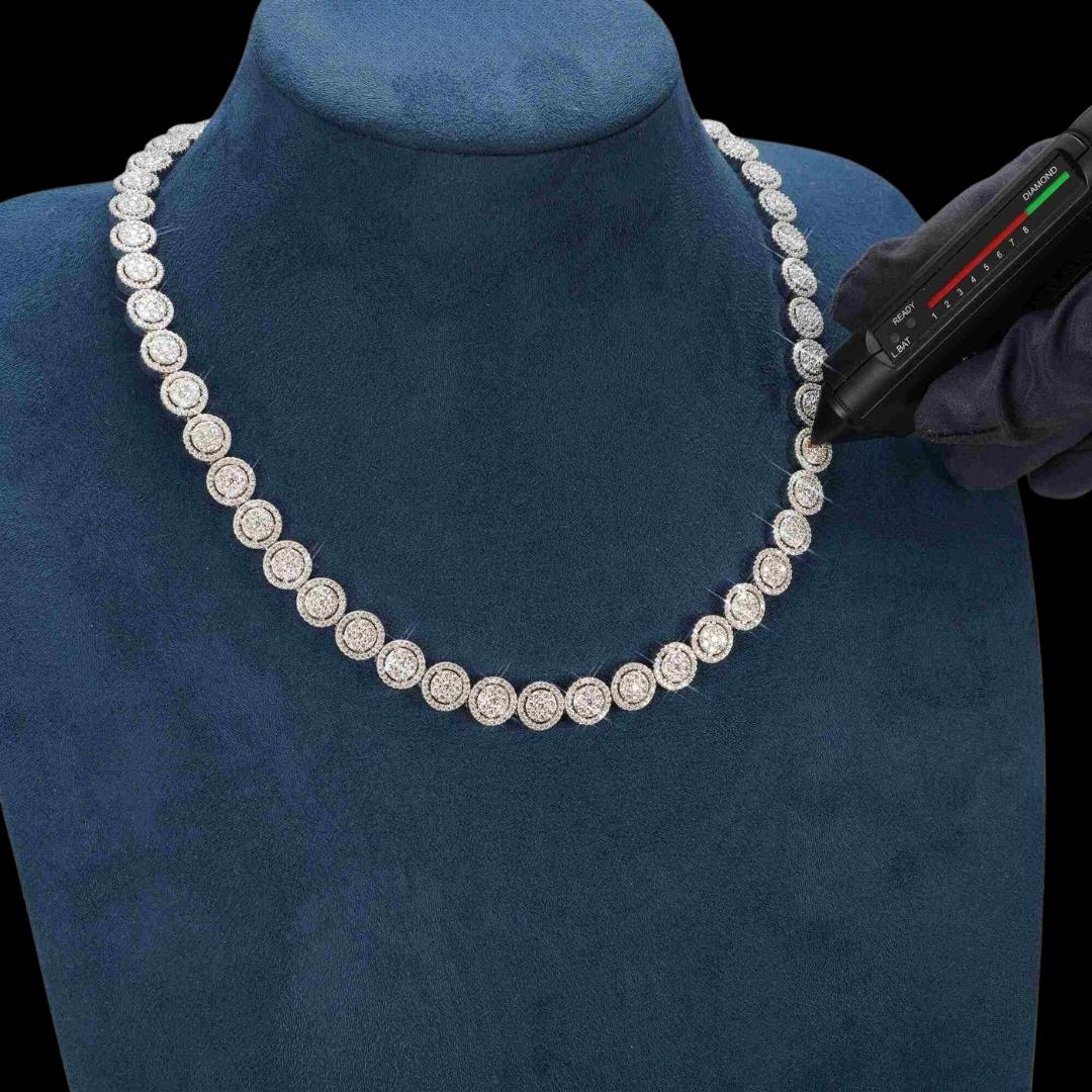 10mm Iced Out Bezel Set Tennis Chain in 14K Gold Diamond Test View