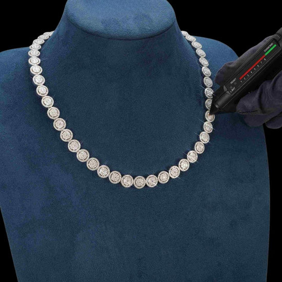 10mm Iced Out Bezel Set Tennis Chain in 14K Gold Diamond Test View