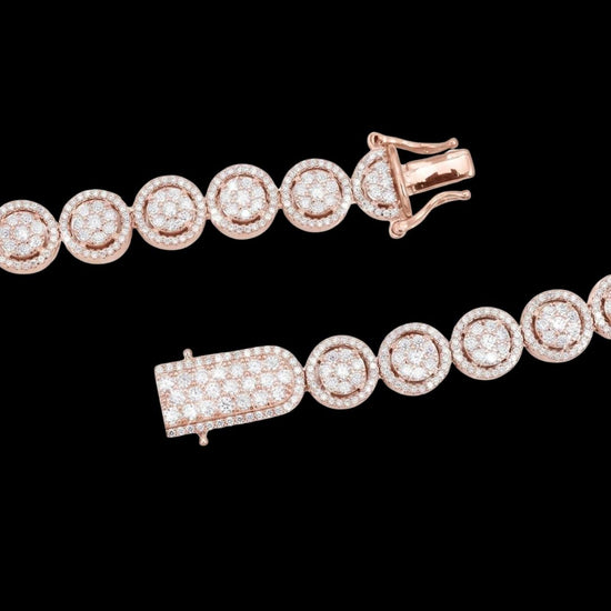 10mm Iced Out Bezel Set Tennis Chain in 14K Rose Gold Clasp View