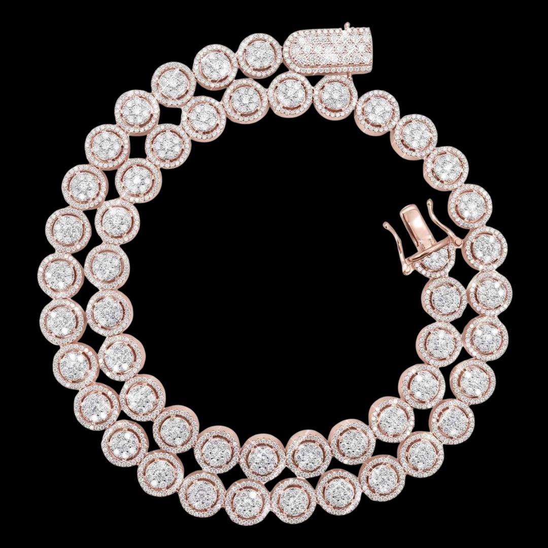 10mm Iced Out Bezel Set Tennis Chain in 14K Rose Gold Close Up Front View