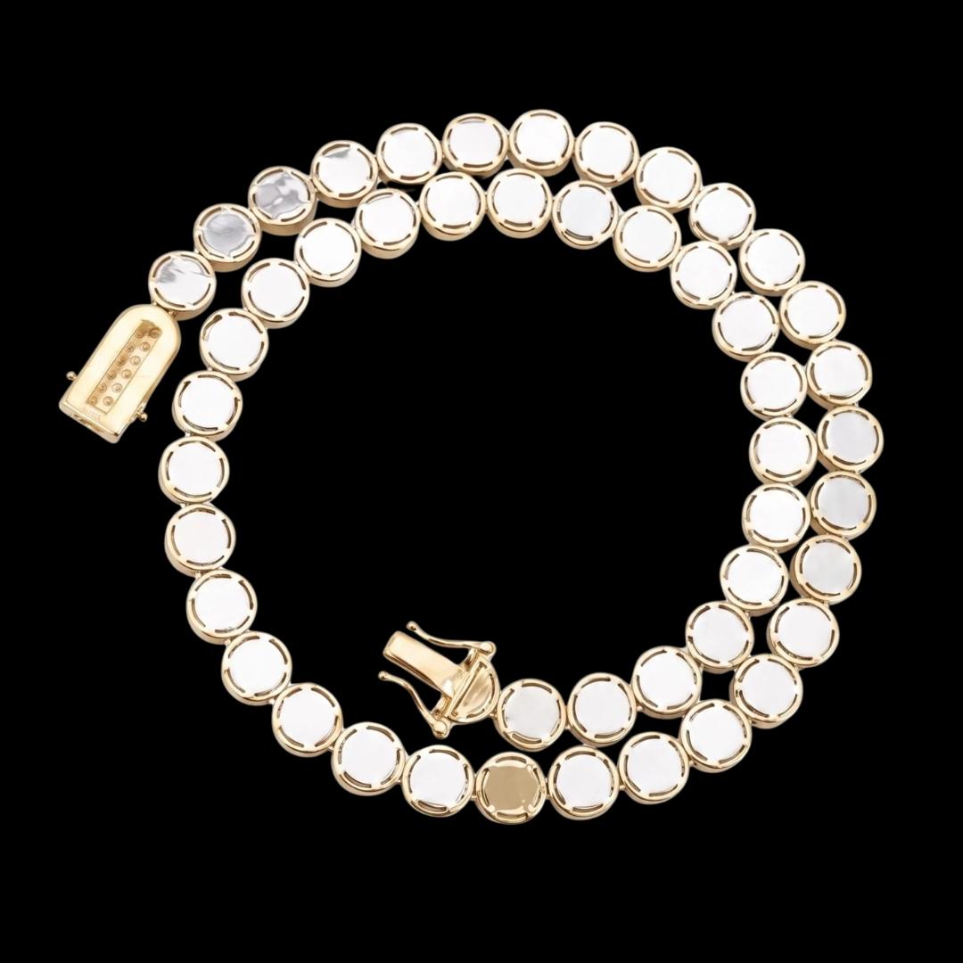 10mm Iced Out Bezel Set Tennis Chain in 14K Yellow Gold Back View