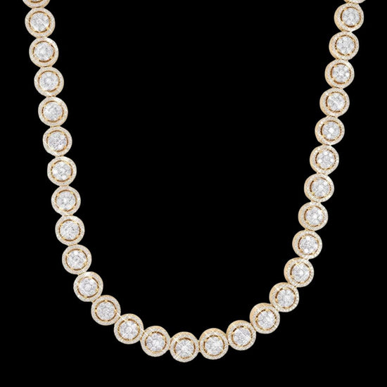 10mm Iced Out Bezel Set Tennis Chain in 14K Yellow Gold Front View