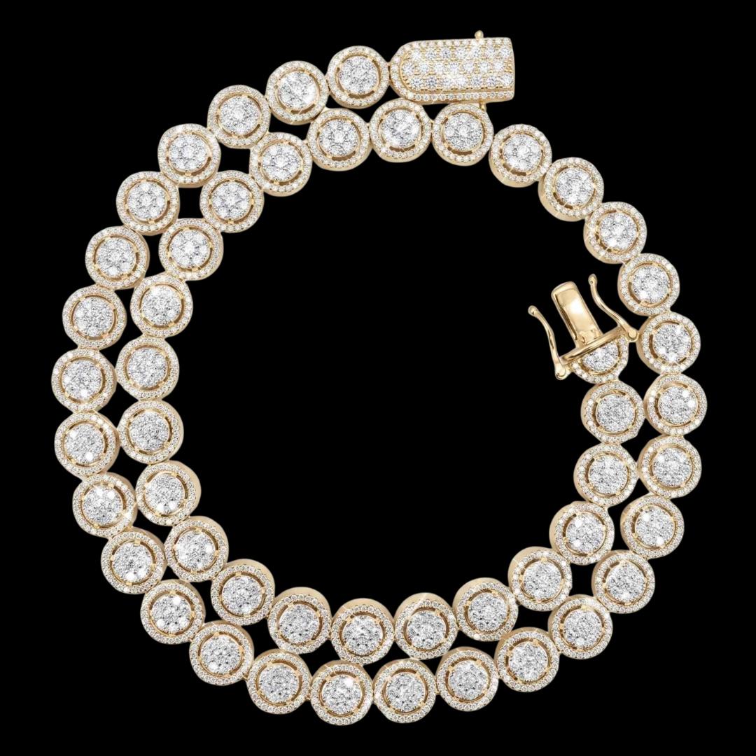 10mm Iced Out Bezel Set Tennis Chain in 14K Yellow Gold Full Close Up View