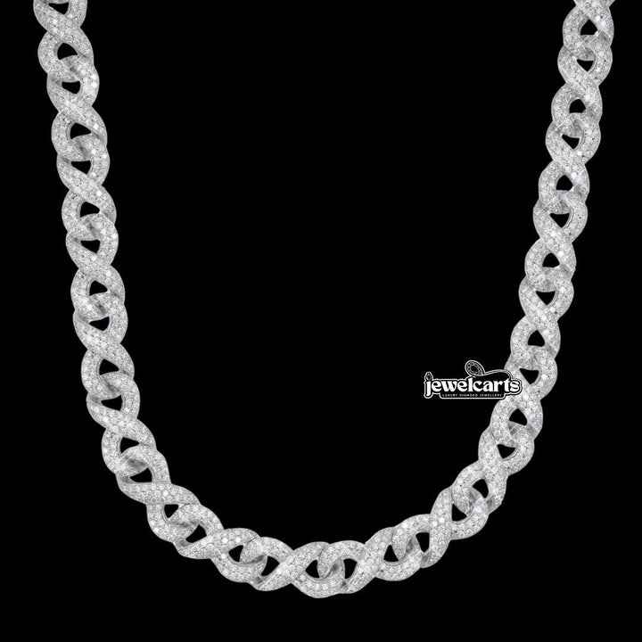 10mm Moissanite Infinity Link Chain in 14K Gold Front View
