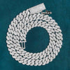 10mm Round Moissanite Cuban Link Frost Chain in 14K White Gold