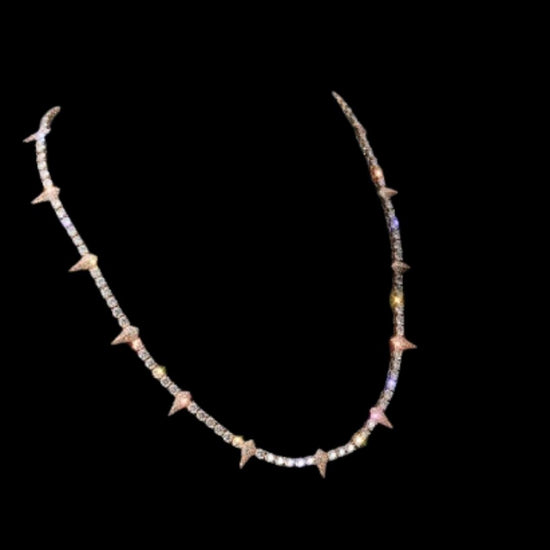 4MM Moissanite Spiked Tennis Chain 14K Gold