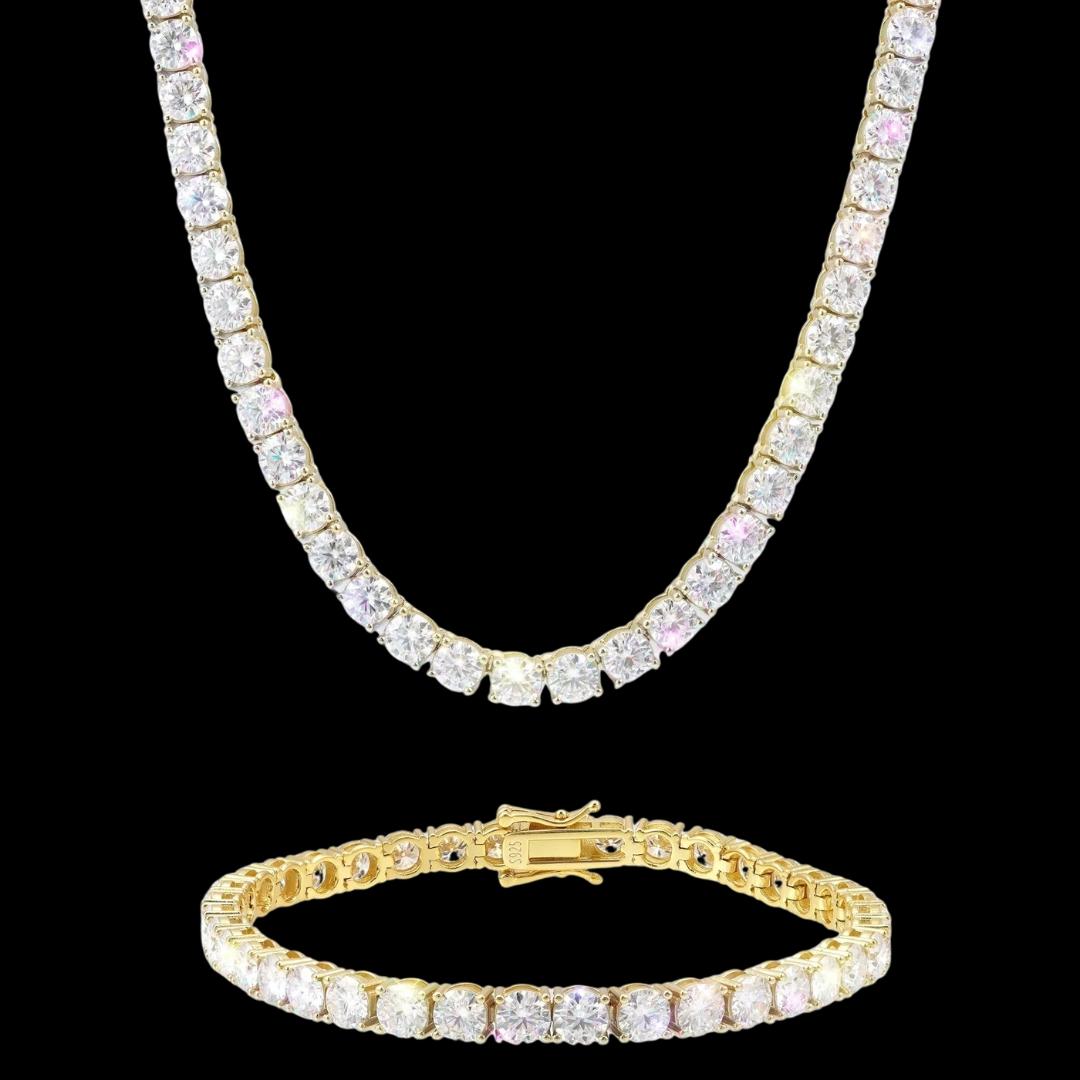 3MM Moissanite Tennis Chain and Bracelet Set