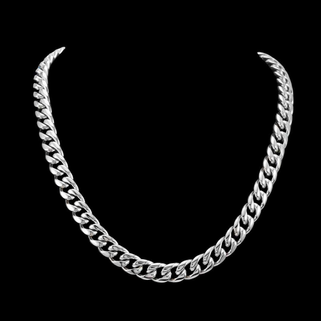 12MM 925 Sterling Silver Cuban Link Chain Close Up View