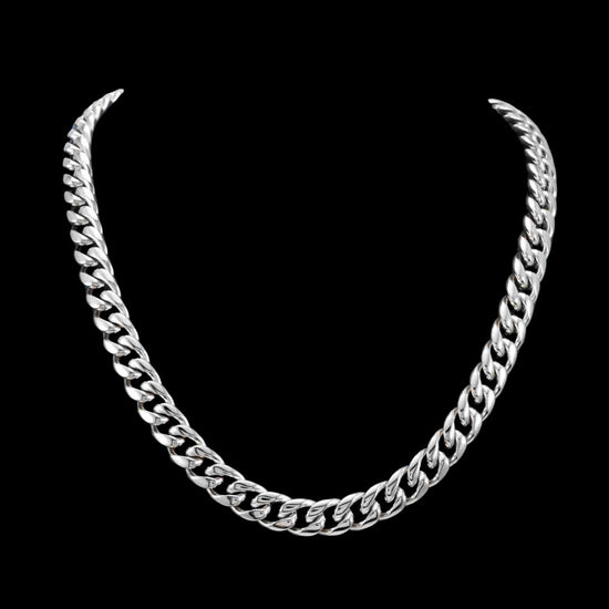 12MM 925 Sterling Silver Cuban Link Chain Close Up View