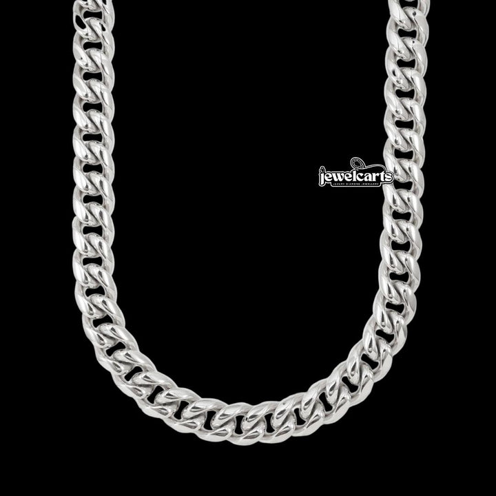 12MM 925 Sterling Silver Cuban Link Chain Front View