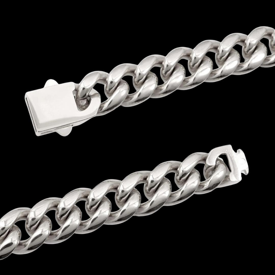 12MM 925 Sterling Silver Wide Cuban Chain Clasp View