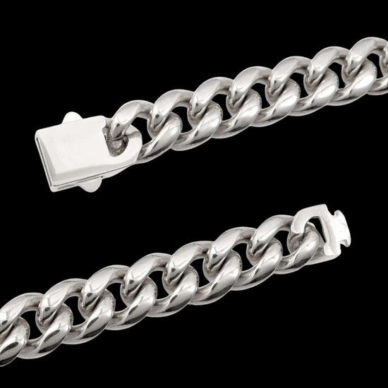 12MM 925 Sterling Silver Wide Cuban Chain Clasp View