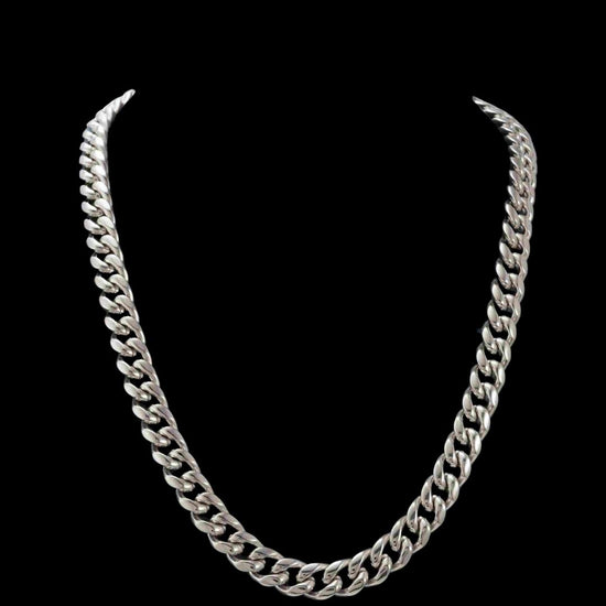 12MM 925 Sterling Silver Wide Cuban Chain Close Up View