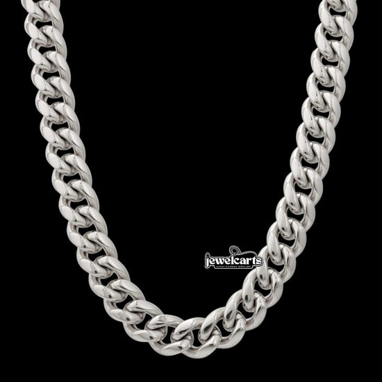 12MM 925 Sterling Silver Wide Cuban Chain Front View