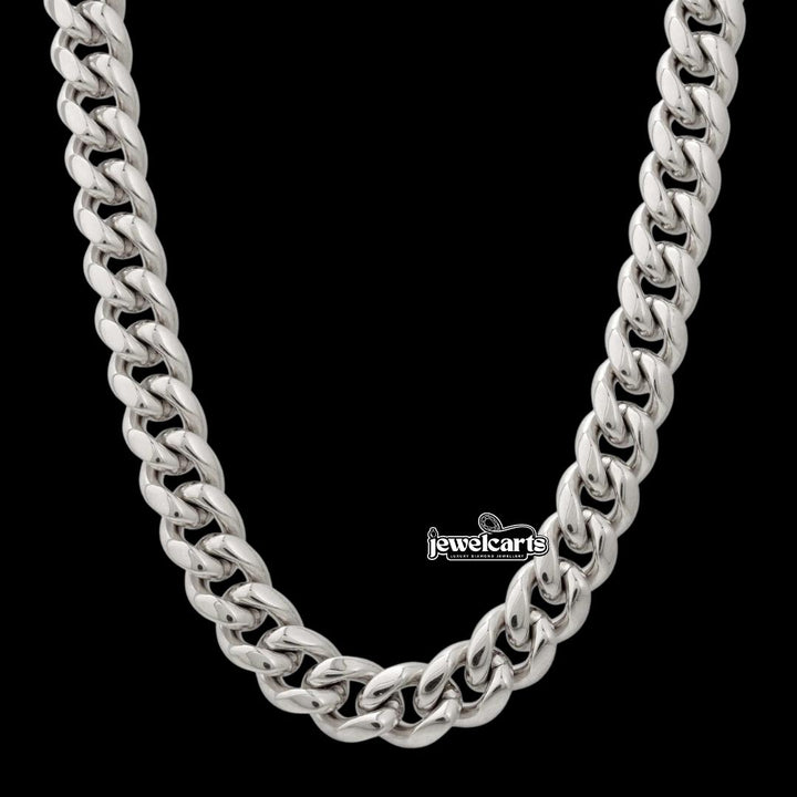 12MM 925 Sterling Silver Wide Cuban Chain Front View