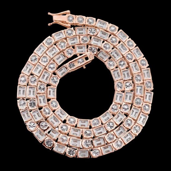 5MM Hybrid Cut Moissanite Tennis Chain 14K Gold