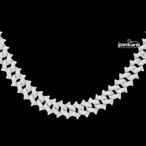 12mm Round Moissanite Cuban Link Chain in 14K White Gold Front View