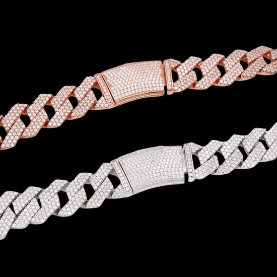 14K Gold 19MM Round Moissanite Cuban Link Chain Clasp View