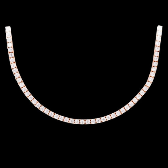 14K Rose Gold 3MM Round Moissanite Tennis Chain Close Up View