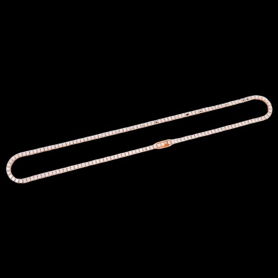 14K Rose Gold 3MM Round Moissanite Tennis Chain Full Close Up View