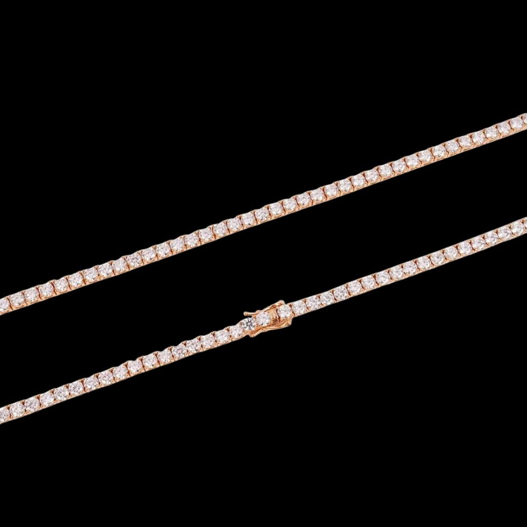 14K Rose Gold 4MM Round Moissanite Tennis Chain Clasp View