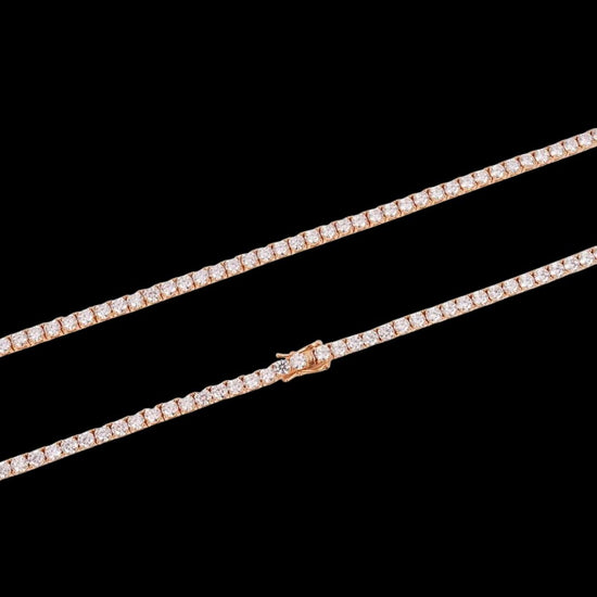 14K Rose Gold 4MM Round Moissanite Tennis Chain Clasp View