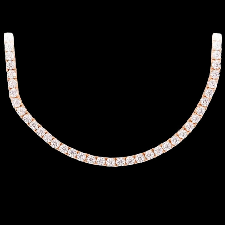 14K Rose Gold 4MM Round Moissanite Tennis Chain Close Up View