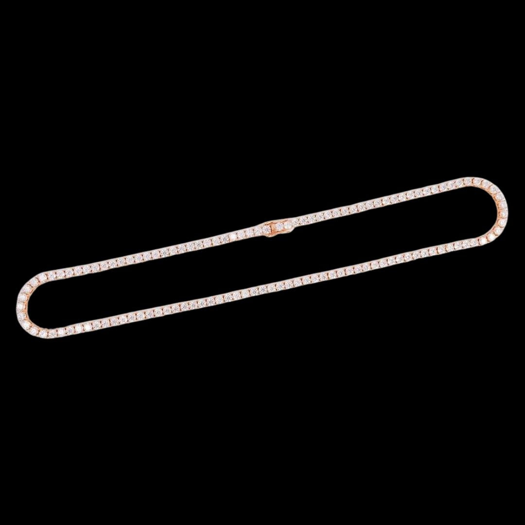 14K Rose Gold 4MM Round Moissanite Tennis Chain Full Close Up View