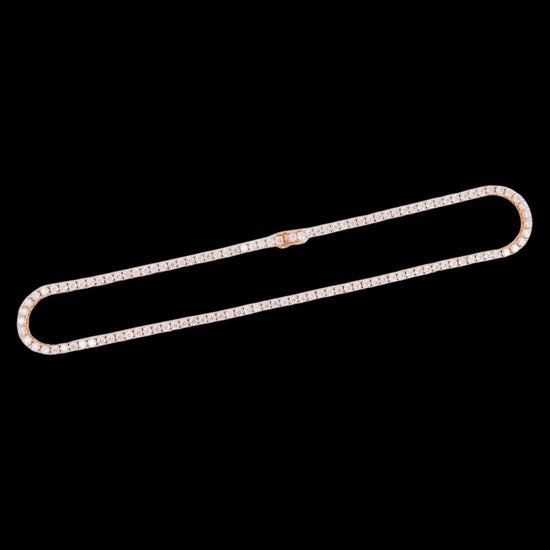 14K Rose Gold 4MM Round Moissanite Tennis Chain Full Close Up View