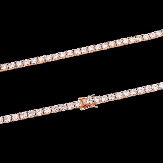 14K Rose Gold 5MM Round Moissanite Tennis Chain Clasp View