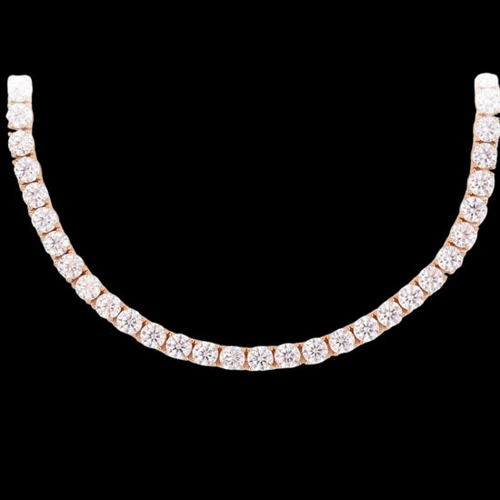 14K Rose Gold 5MM Round Moissanite Tennis Chain Close Up View
