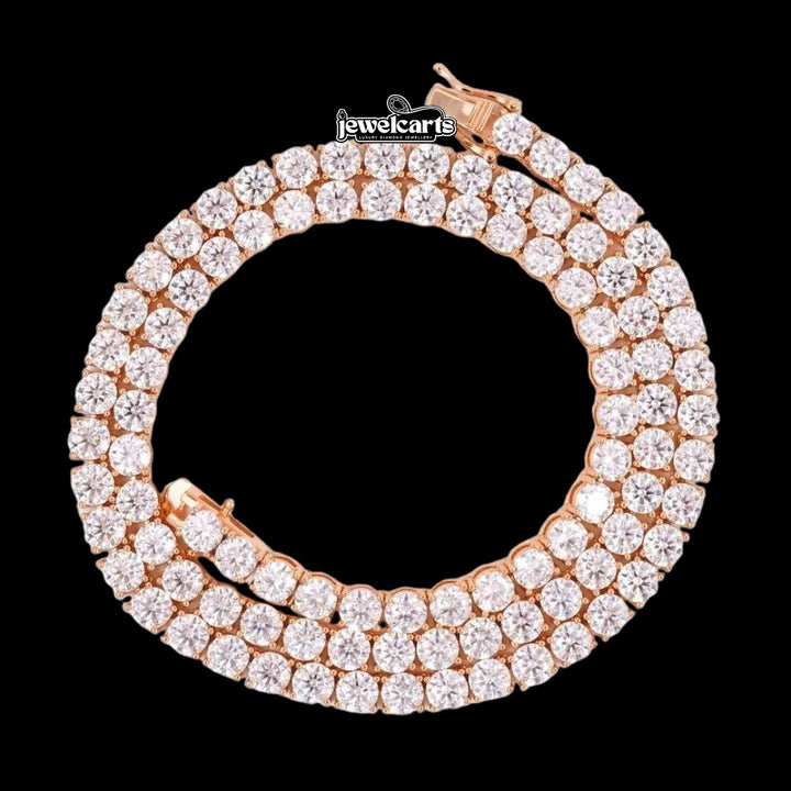 14K Rose Gold 5MM Round Moissanite Tennis Chain Front View